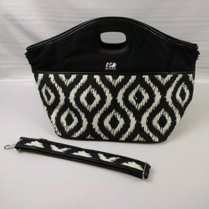 Large black and white tote